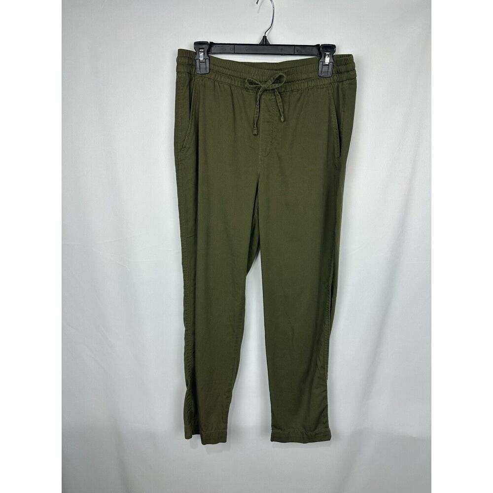 Gap Easy Pants Sz Small Green Elastic Waist Drawstring Pocketed Tapered Leg